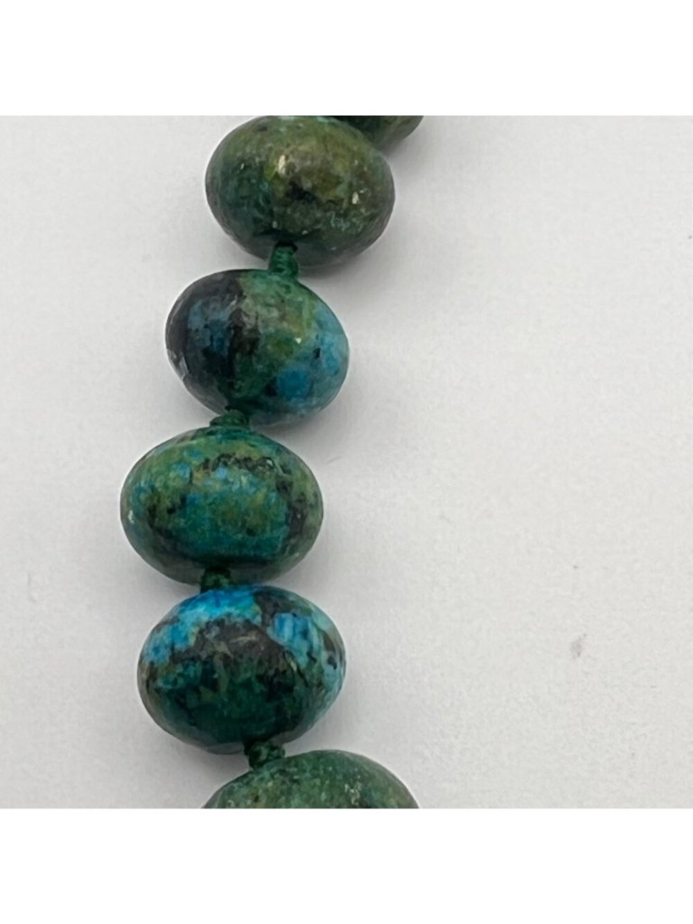 Natural Chrysocolla Graduated Bead Necklace 20" Knotted 128g Statement - Picture 13 of 15